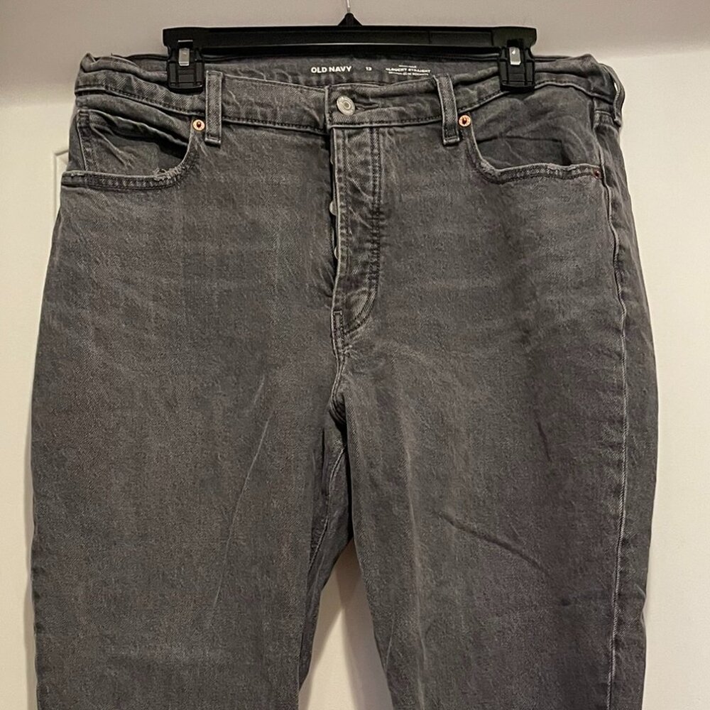 Old Navy High-Rise Slouchy Straight Charcoal Jeans, size 12